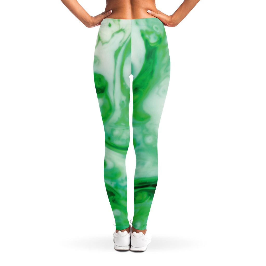 Green Acid Melt Print Women's Leggings