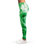 Green Acid Melt Print Women's Leggings