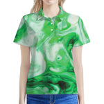 Green Acid Melt Print Women's Polo Shirt