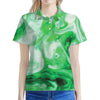 Green Acid Melt Print Women's Polo Shirt