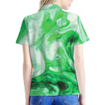 Green Acid Melt Print Women's Polo Shirt