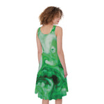 Green Acid Melt Print Women's Sleeveless Dress