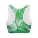 Green Acid Melt Print Women's Sports Bra