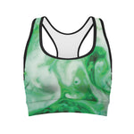 Green Acid Melt Print Women's Sports Bra