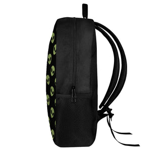 Green Alien Face Pattern Print 17 Inch Backpack