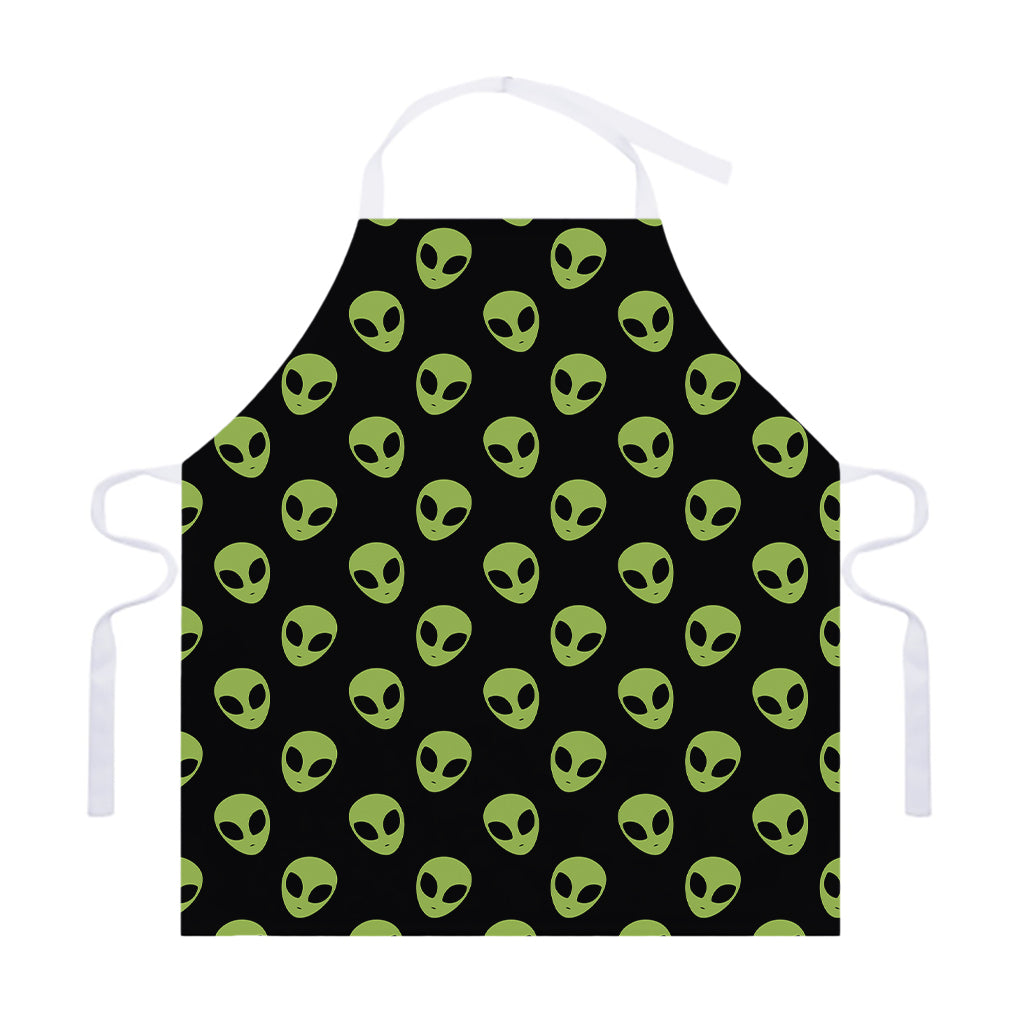Green Alien Face Pattern Print Adjustable Apron