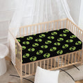 Green Alien Face Pattern Print Baby Crib Sheet