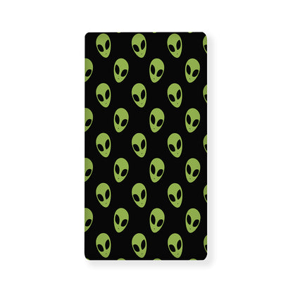 Green Alien Face Pattern Print Baby Crib Sheet