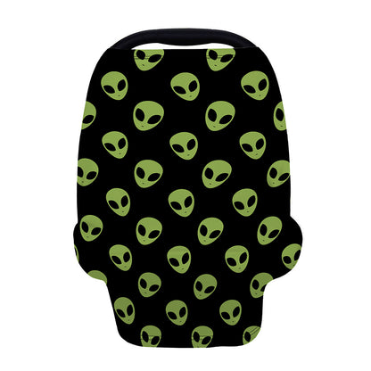 Green Alien Face Pattern Print Baby Seat Cover