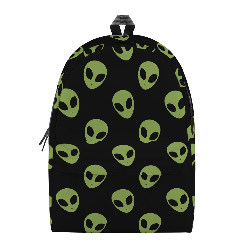Green Alien Face Pattern Print Backpack