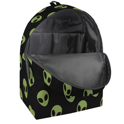Green Alien Face Pattern Print Backpack