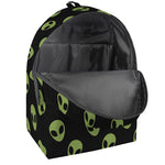 Green Alien Face Pattern Print Backpack