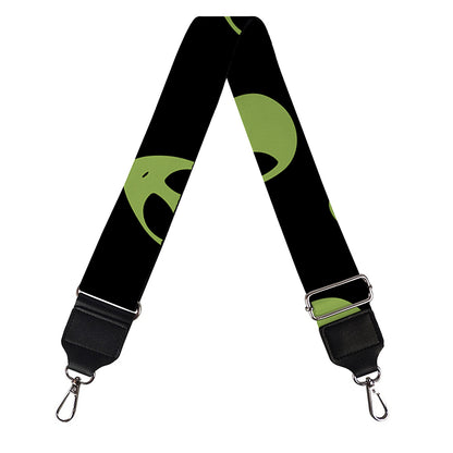 Green Alien Face Pattern Print Bag Strap