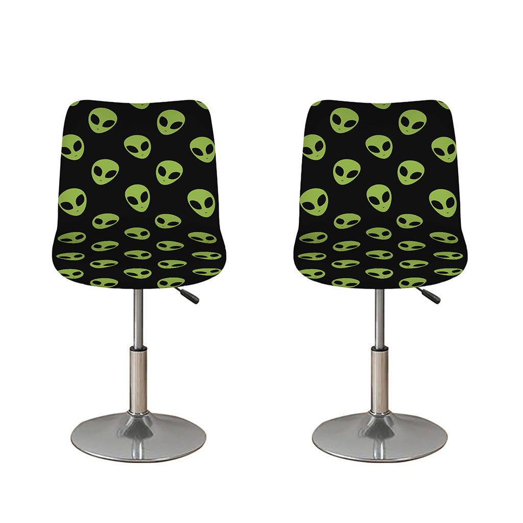 Green Alien Face Pattern Print Bar Stool Covers