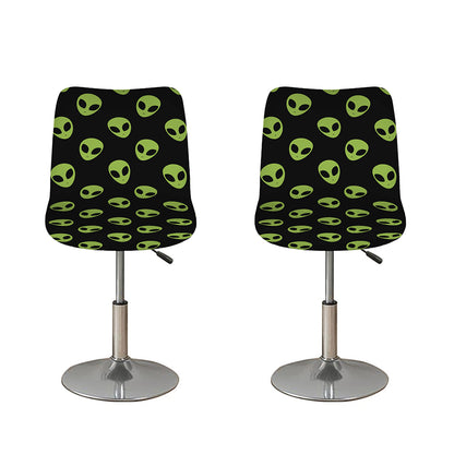 Green Alien Face Pattern Print Bar Stool Covers