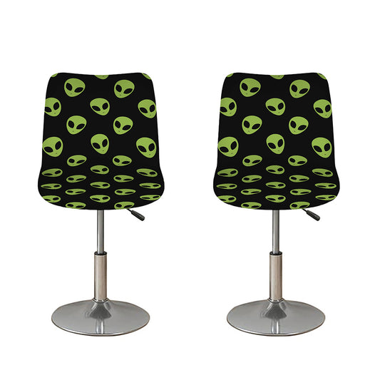 Green Alien Face Pattern Print Bar Stool Covers