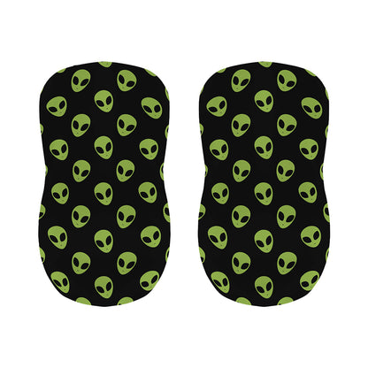 Green Alien Face Pattern Print Bar Stool Covers