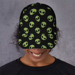 Green Alien Face Pattern Print Baseball Cap