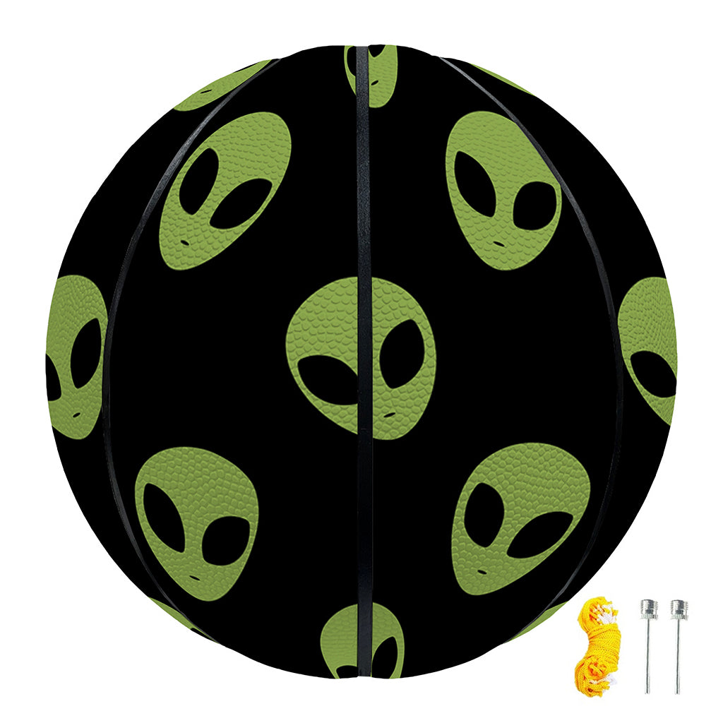 Green Alien Face Pattern Print Basketball