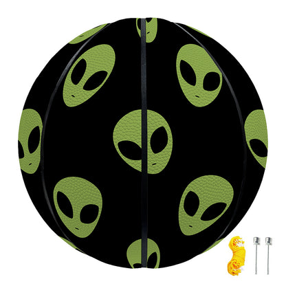 Green Alien Face Pattern Print Basketball