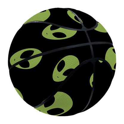 Green Alien Face Pattern Print Basketball