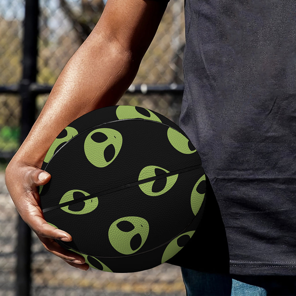 Green Alien Face Pattern Print Basketball