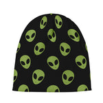 Green Alien Face Pattern Print Beanie
