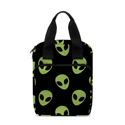 Green Alien Face Pattern Print Bible Tote Bag