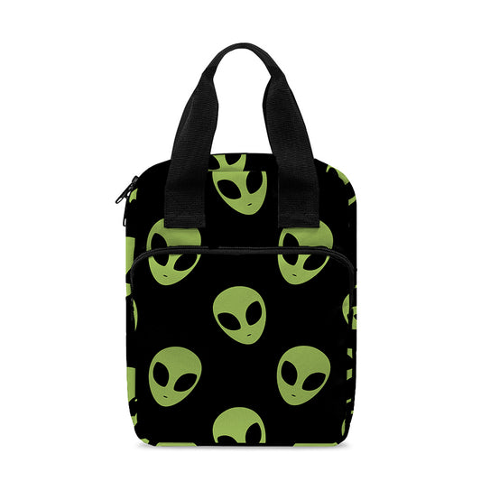 Green Alien Face Pattern Print Bible Tote Bag