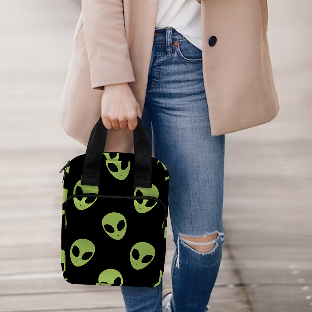 Green Alien Face Pattern Print Bible Tote Bag