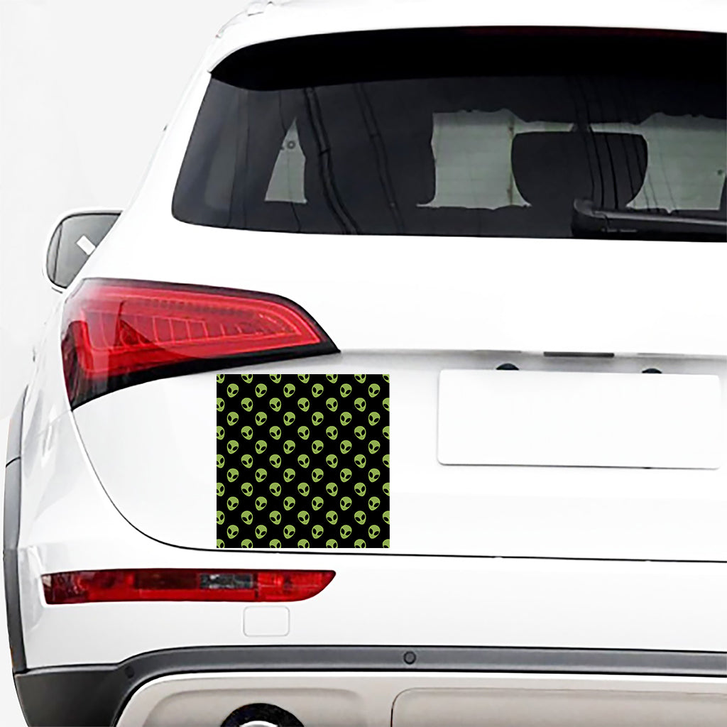 Green Alien Face Pattern Print Car Sticker