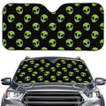 Green Alien Face Pattern Print Car Windshield Sun Shade