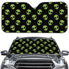 Green Alien Face Pattern Print Car Windshield Sun Shade