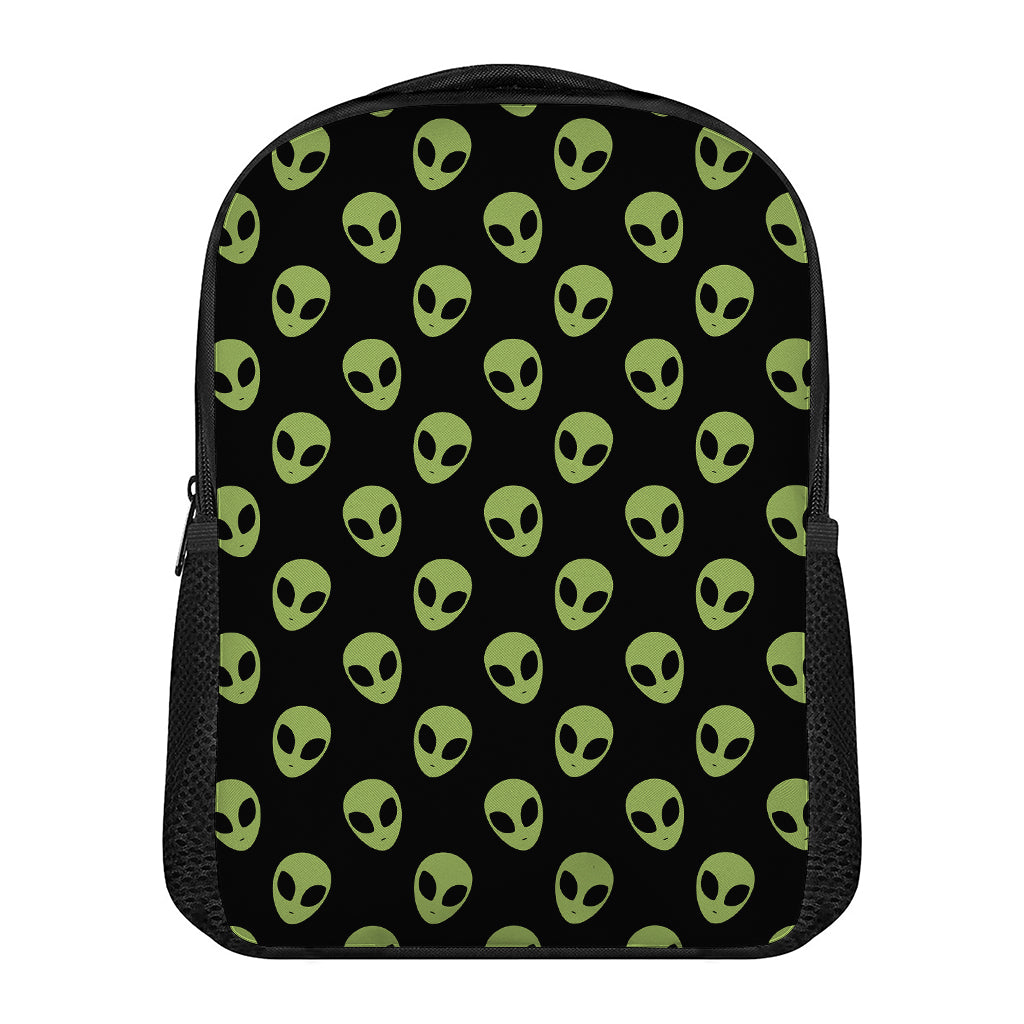 Green Alien Face Pattern Print Casual Backpack