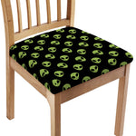 Green Alien Face Pattern Print Chair Cushion Cover