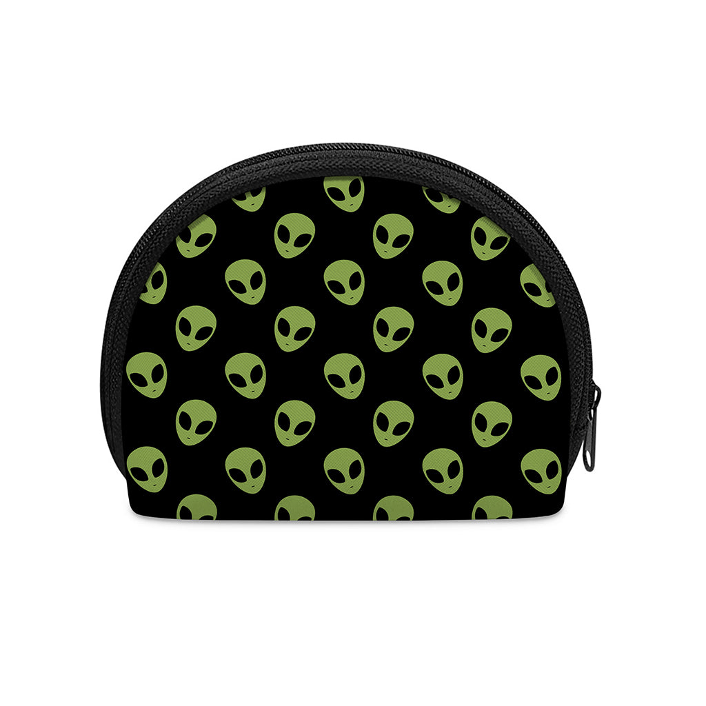 Green Alien Face Pattern Print Coin Purse
