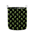 Green Alien Face Pattern Print Collapsible Laundry Basket