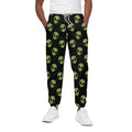 Green Alien Face Pattern Print Cotton Sweatpants