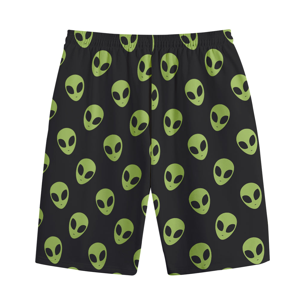 Green Alien Face Pattern Print Cotton Shorts