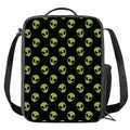 Green Alien Face Pattern Print Crossbody Lunch Bag