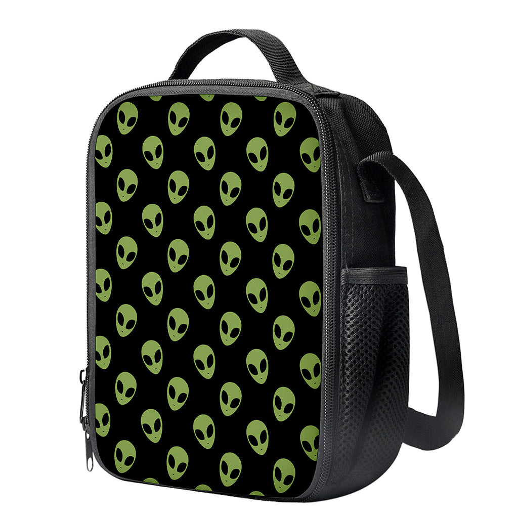 Green Alien Face Pattern Print Crossbody Lunch Bag
