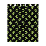 Green Alien Face Pattern Print Curtain