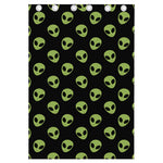 Green Alien Face Pattern Print Curtain