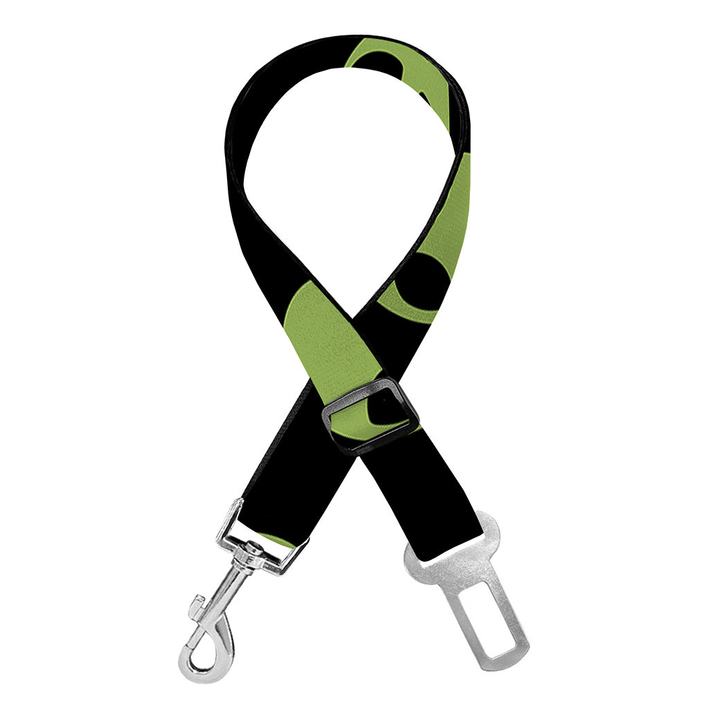 Green Alien Face Pattern Print Dog Seat Belt