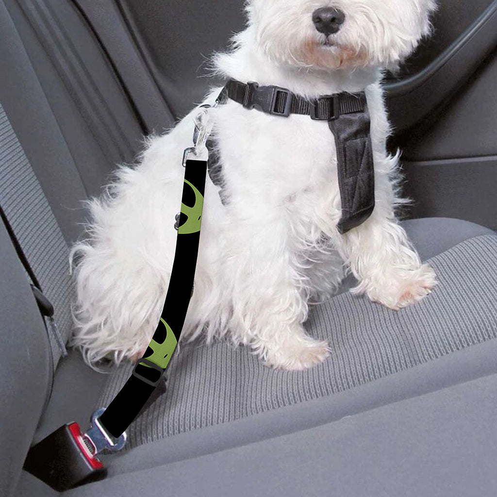 Green Alien Face Pattern Print Dog Seat Belt
