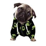 Green Alien Face Pattern Print Dog Zip Up Hoodie