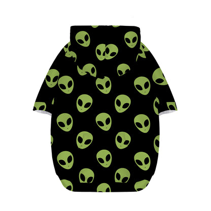 Green Alien Face Pattern Print Dog Zip Up Hoodie