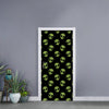 Green Alien Face Pattern Print Door Sticker