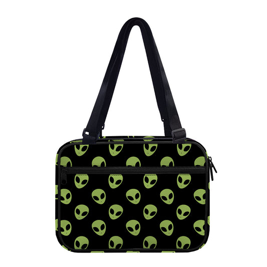 Green Alien Face Pattern Print Double Strap Bible Bag