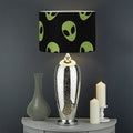 Green Alien Face Pattern Print Drum Lamp Shade